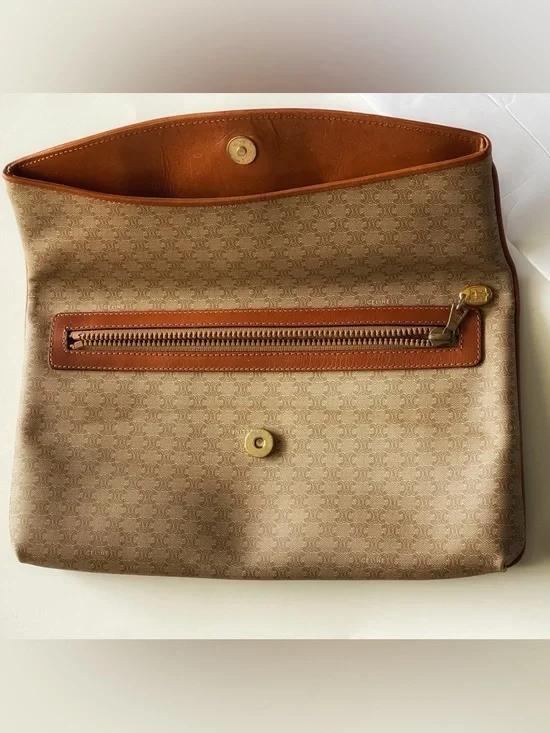 Vintage Celine Macadam Canvas Clutch | Classic Monogram Envelope Bag with COA - Picture 4 of 13